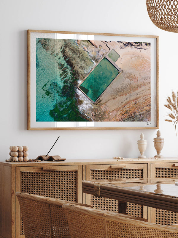 Bulli Rock Pool — framed wall art print styled in a room · Australia Unseen
