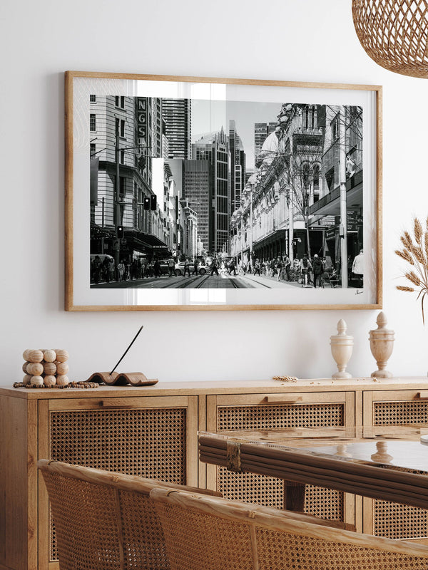 Georges street — framed wall art print styled in a room · Australia Unseen