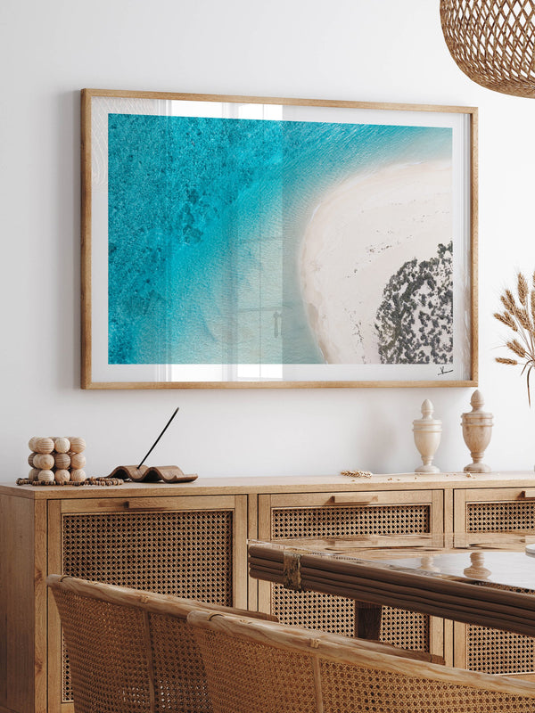 Sand Curve — framed wall art print styled in a room · Australia Unseen