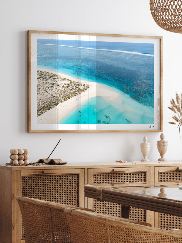 Turquoise Bay — framed wall art print styled in a room · Australia Unseen