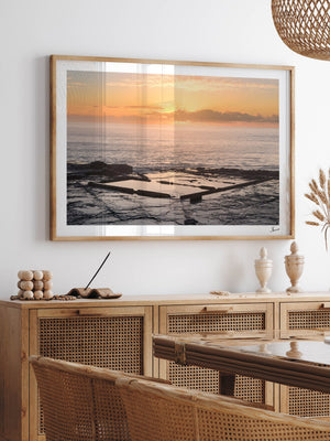 Werri Beach Pool — framed wall art print styled in a room · Australia Unseen