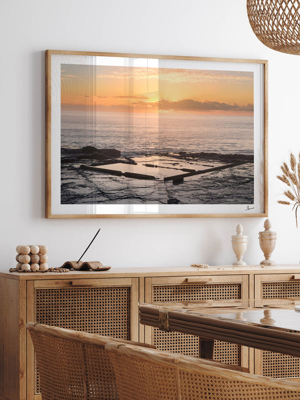 Werri Beach Pool — framed wall art print styled in a room · Australia Unseen