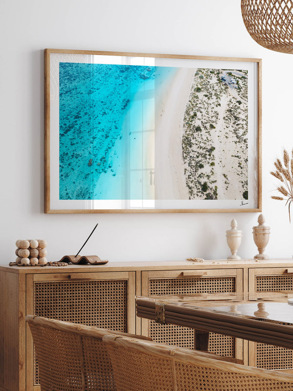 Turquoise Bay — framed wall art print styled in a room · Australia Unseen