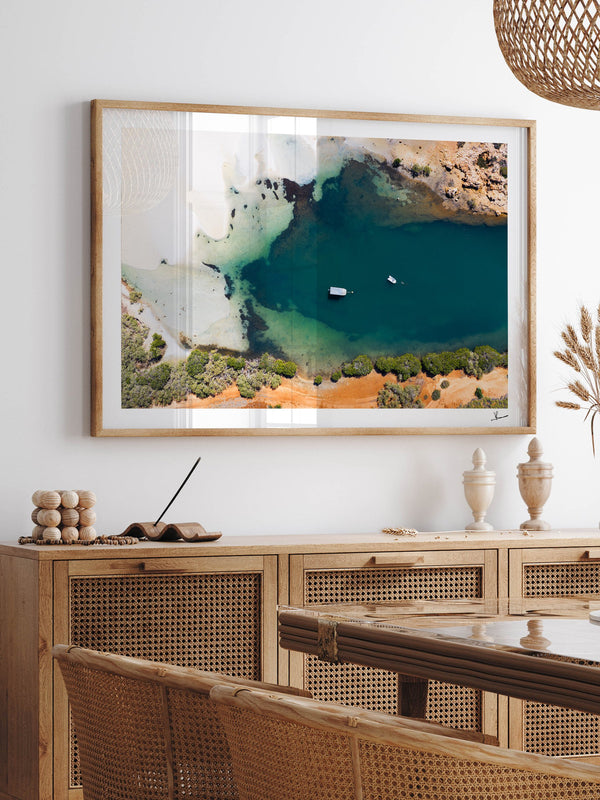 Yardie Creek — framed wall art print styled in a room · Australia Unseen