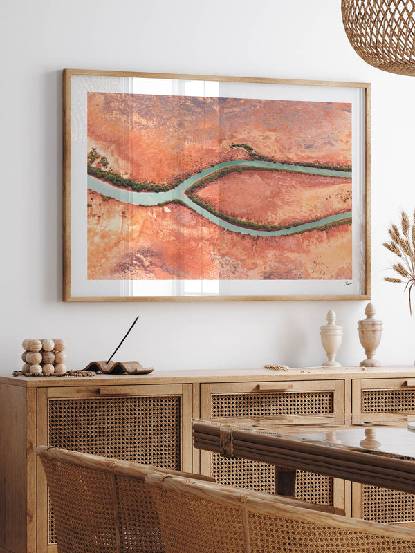 Wishbone — framed wall art print styled in a room · Australia Unseen
