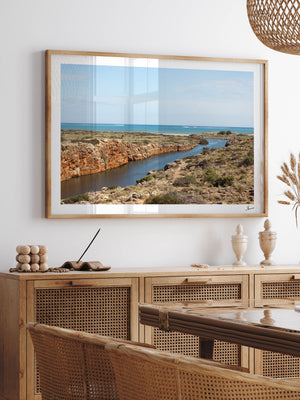 Yardie Creek — framed wall art print styled in a room · Australia Unseen