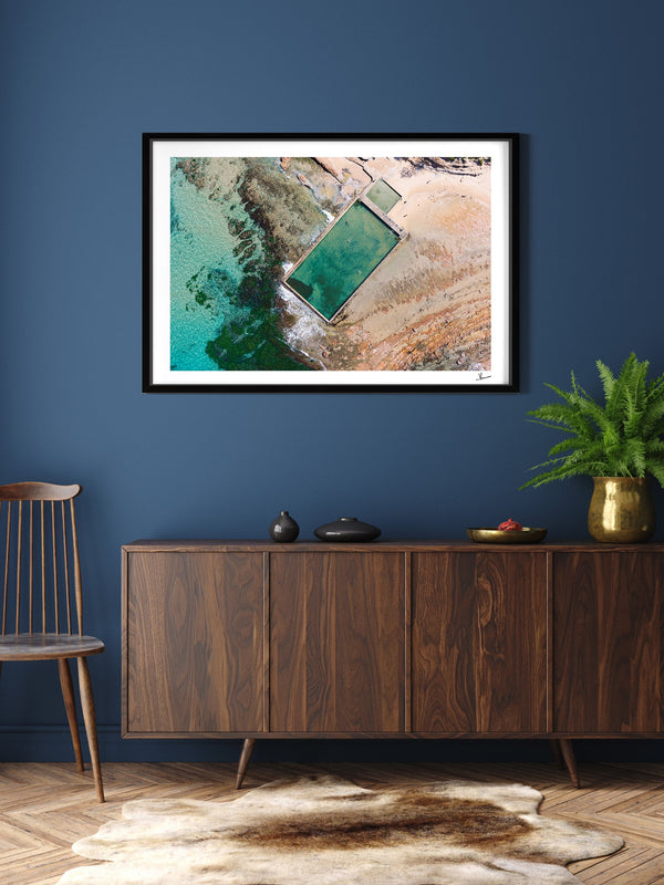 Bulli Rock Pool — framed wall art print styled in a room · Australia Unseen