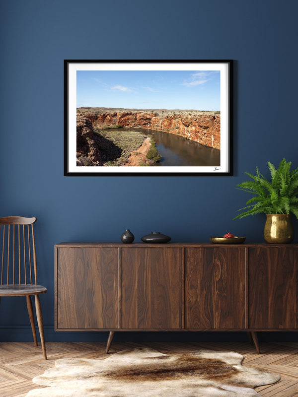 Yardie Creek — framed wall art print styled in a room · Australia Unseen