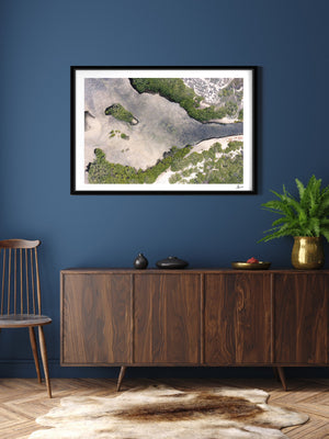 Mangrove Bay — framed wall art print styled in a room · Australia Unseen