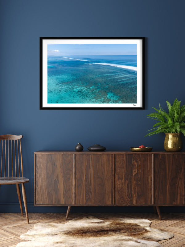 Ningaloo Reef — framed wall art print styled in a room · Australia Unseen