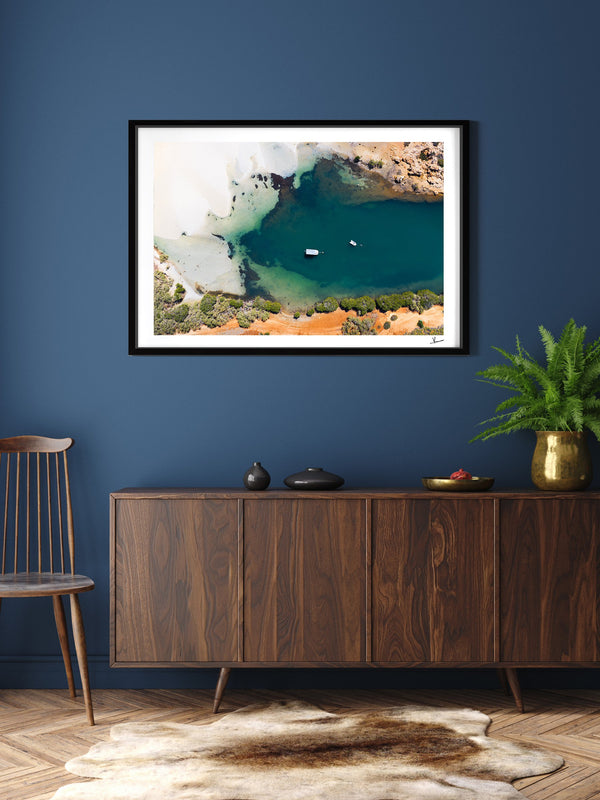 Yardie Creek — framed wall art print styled in a room · Australia Unseen