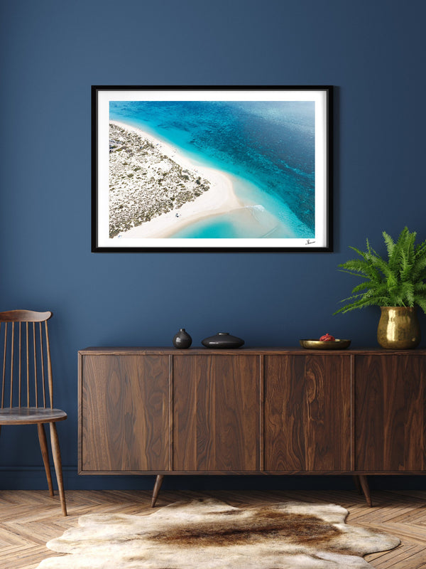 Turquoise Bay — framed wall art print styled in a room · Australia Unseen