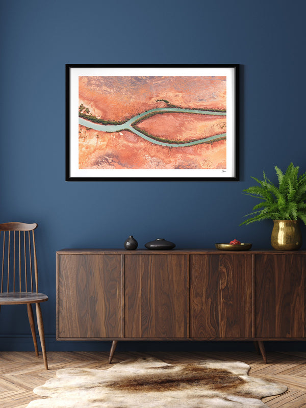 Wishbone — framed wall art print styled in a room · Australia Unseen