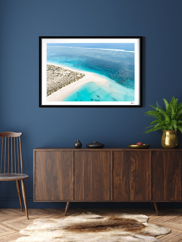 Turquoise Bay — framed wall art print styled in a room · Australia Unseen