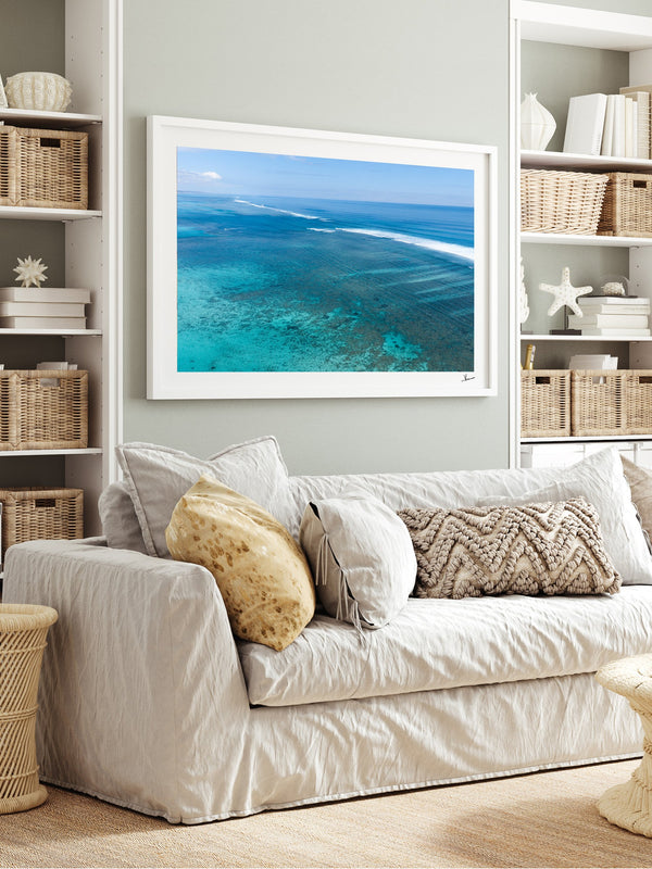 Ningaloo Reef — framed wall art print styled in a room · Australia Unseen