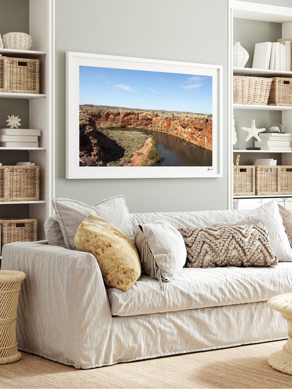 Yardie Creek — framed wall art print styled in a room · Australia Unseen