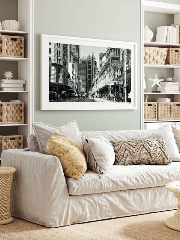 Georges street — framed wall art print styled in a room · Australia Unseen