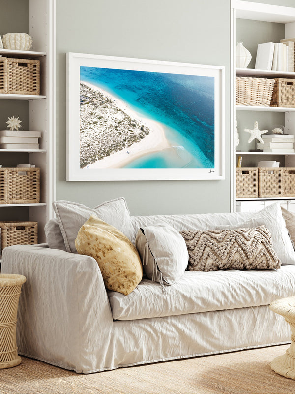 Turquoise Bay — framed wall art print styled in a room · Australia Unseen