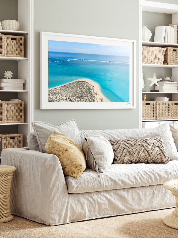 Sandy Bay — framed wall art print styled in a room · Australia Unseen