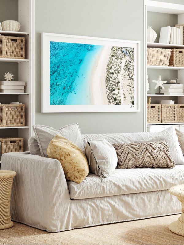Turquoise Bay — framed wall art print styled in a room · Australia Unseen