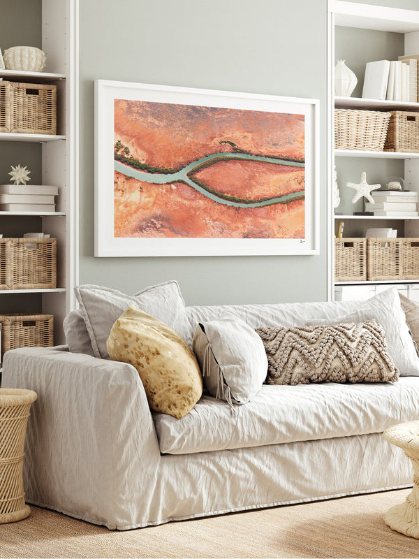 Wishbone — framed wall art print styled in a room · Australia Unseen