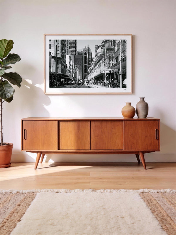 Georges street — framed wall art print styled in a room · Australia Unseen