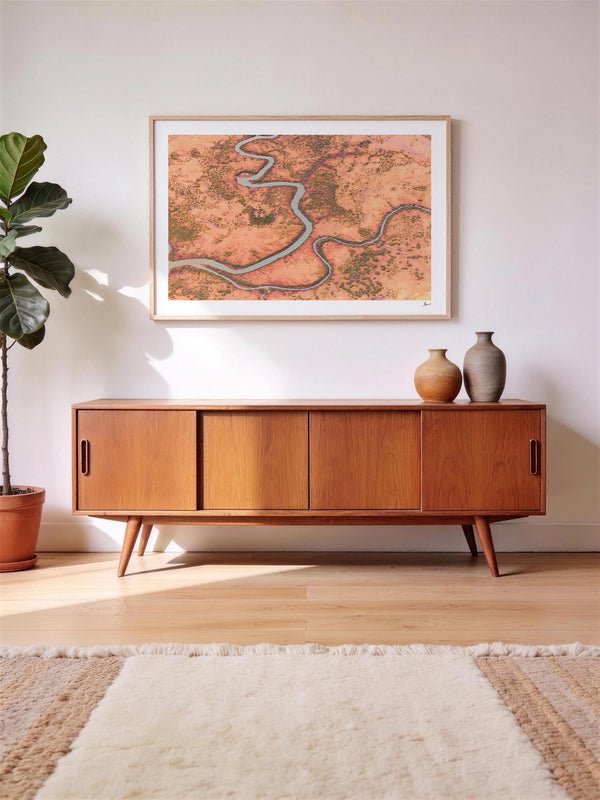 Loose Threads — framed wall art print styled in a room · Australia Unseen
