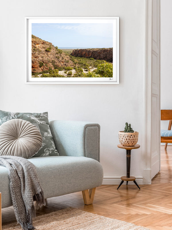 Mandu Mandu Gorge — framed wall art print styled in a room · Australia Unseen