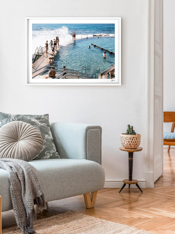 Bronte Pool — framed wall art print styled in a room · Australia Unseen