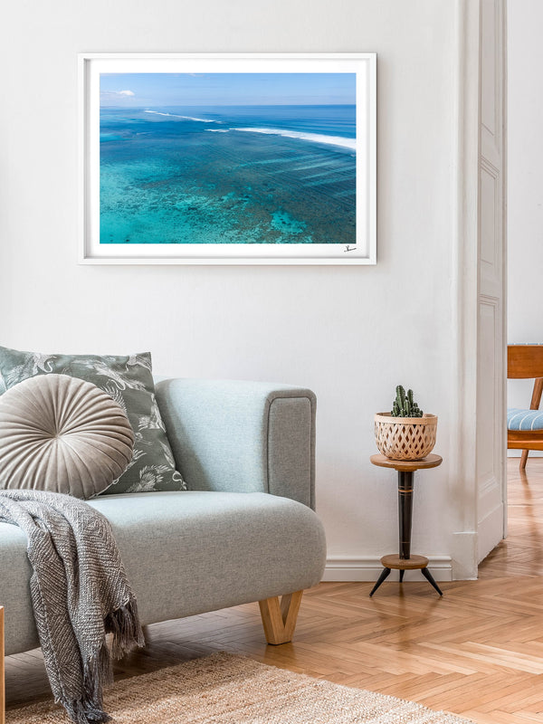 Ningaloo Reef — framed wall art print styled in a room · Australia Unseen