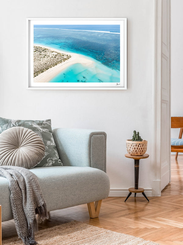 Turquoise Bay — framed wall art print styled in a room · Australia Unseen