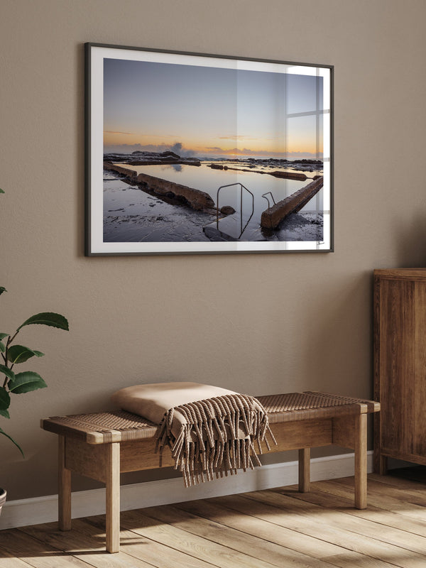 Werri Beach Pool — framed wall art print styled in a room · Australia Unseen