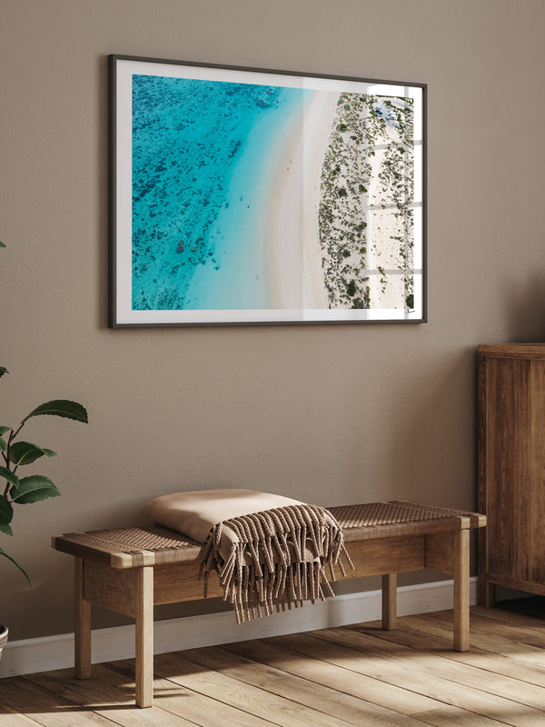 Turquoise Bay — framed wall art print styled in a room · Australia Unseen