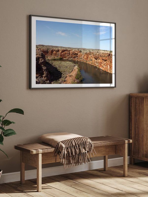 Yardie Creek — framed wall art print styled in a room · Australia Unseen