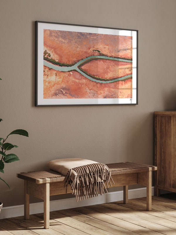 Wishbone — framed wall art print styled in a room · Australia Unseen