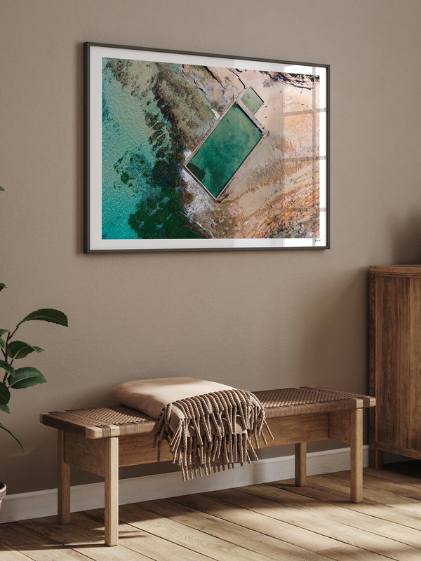 Bulli Rock Pool — framed wall art print styled in a room · Australia Unseen