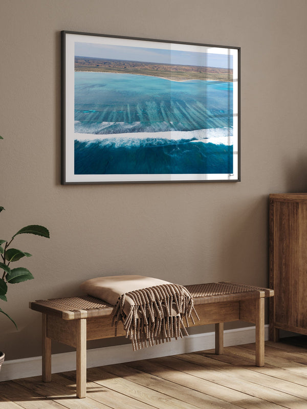 Ningaloo Reef — framed wall art print styled in a room · Australia Unseen