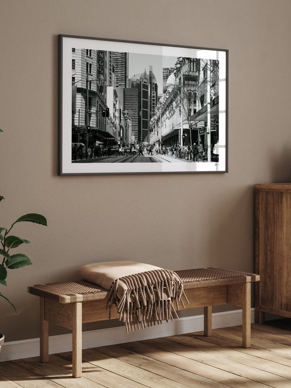 Georges street — framed wall art print styled in a room · Australia Unseen