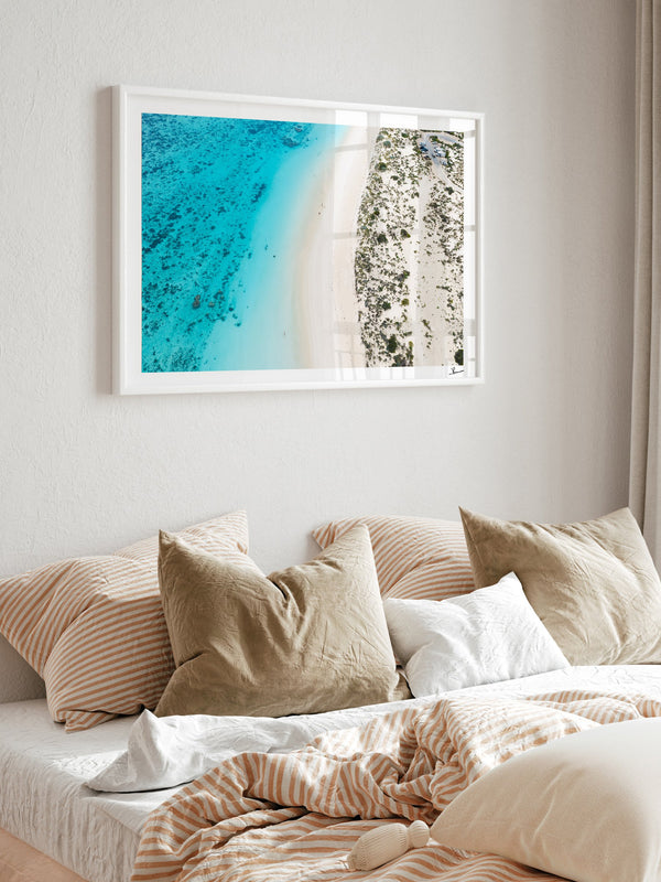Turquoise Bay — framed wall art print styled in a room · Australia Unseen
