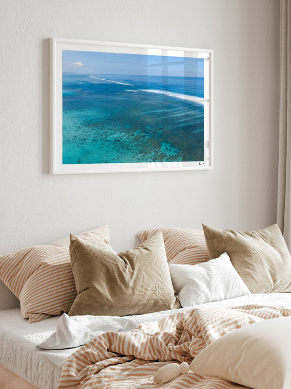 Ningaloo Reef — framed wall art print styled in a room · Australia Unseen