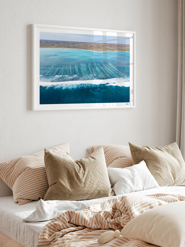 Ningaloo Reef — framed wall art print styled in a room · Australia Unseen