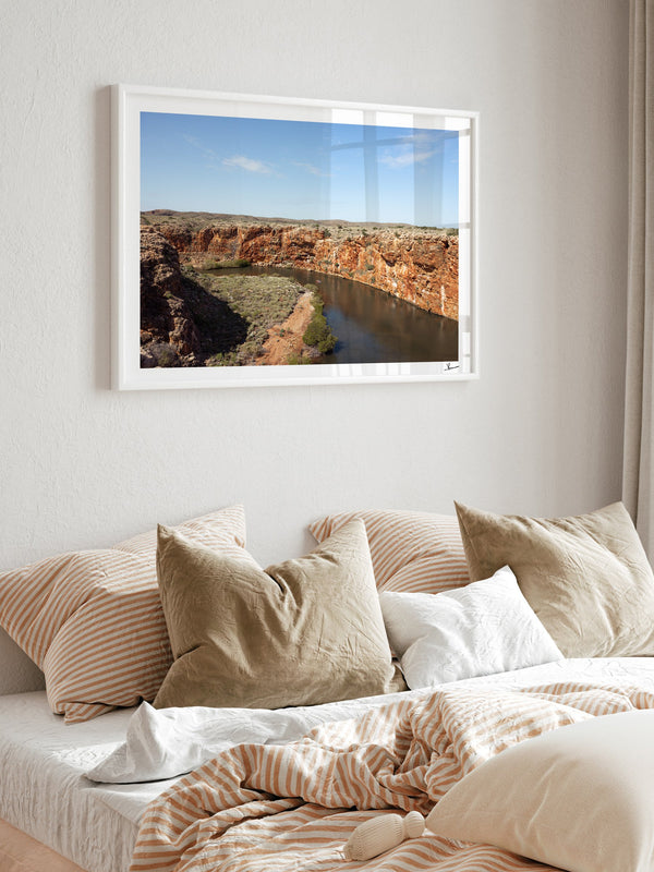 Yardie Creek — framed wall art print styled in a room · Australia Unseen