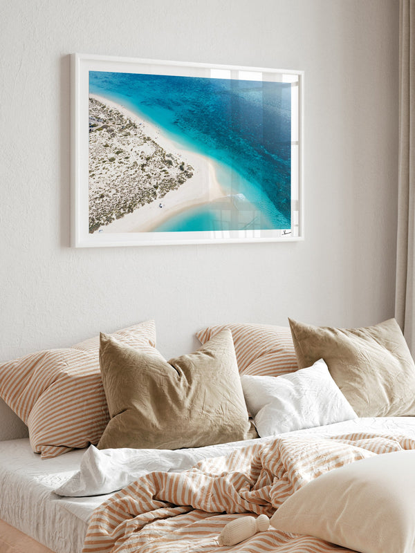 Turquoise Bay — framed wall art print styled in a room · Australia Unseen