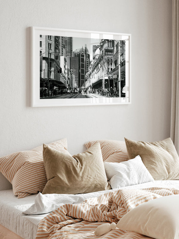 Georges street — framed wall art print styled in a room · Australia Unseen