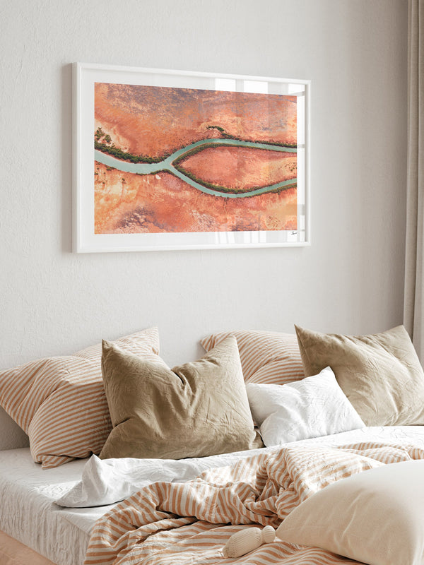 Wishbone — framed wall art print styled in a room · Australia Unseen