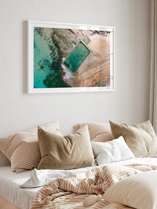 Bulli Rock Pool — framed wall art print styled in a room · Australia Unseen
