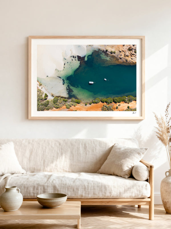 Yardie Creek — framed wall art print styled in a room · Australia Unseen