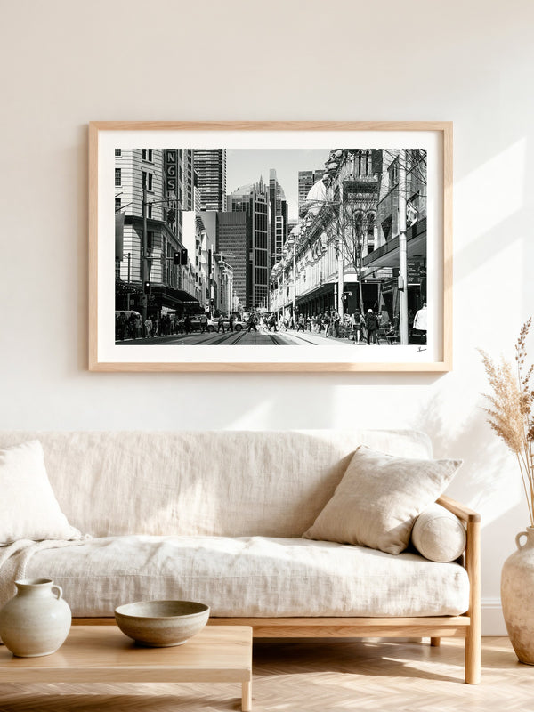 Georges street — framed wall art print styled in a room · Australia Unseen