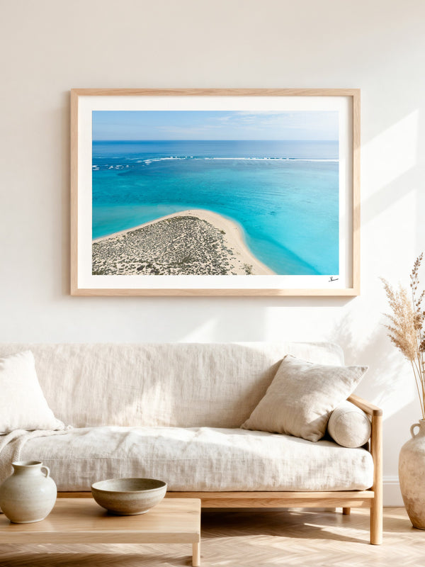 Sandy Bay — framed wall art print styled in a room · Australia Unseen