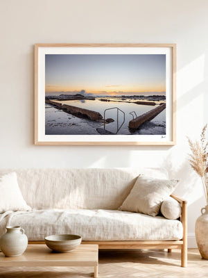Werri Beach Pool — framed wall art print styled in a room · Australia Unseen
